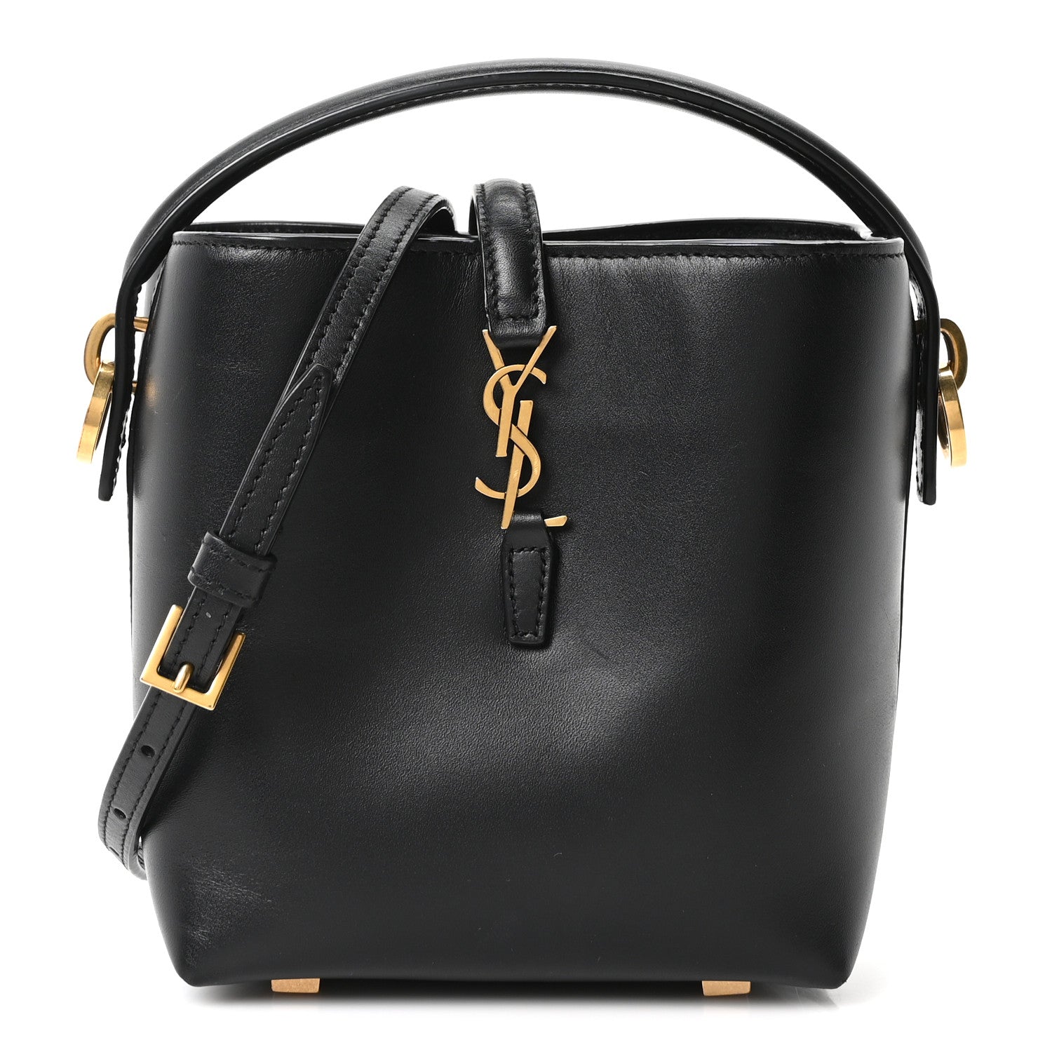 Shiny Calfskin Le 37 Mini Bucket Bag Black