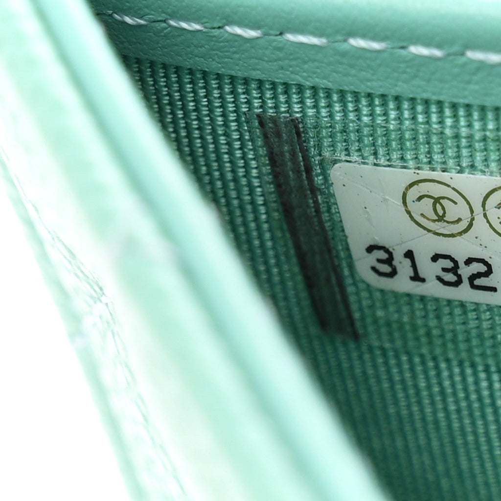 Caviar Quilted Large Gusset Flap Wallet Light Green