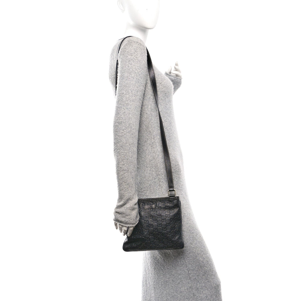 Guccissima Small Flat Messenger Bag Black