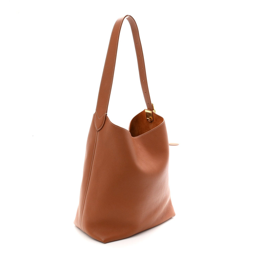 Grained Calfskin Low Key Hobo MM Cognac