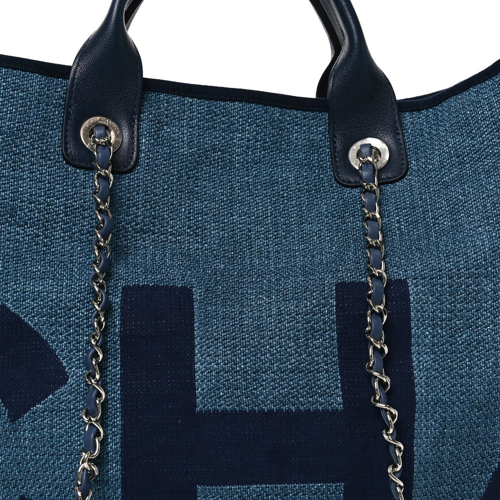 Canvas Large Shopping Tote Dark Blue