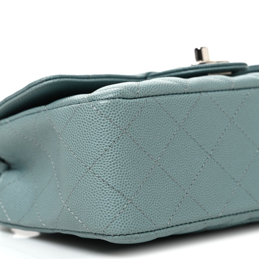 Caviar Quilted Mini Rectangular Flap Blue