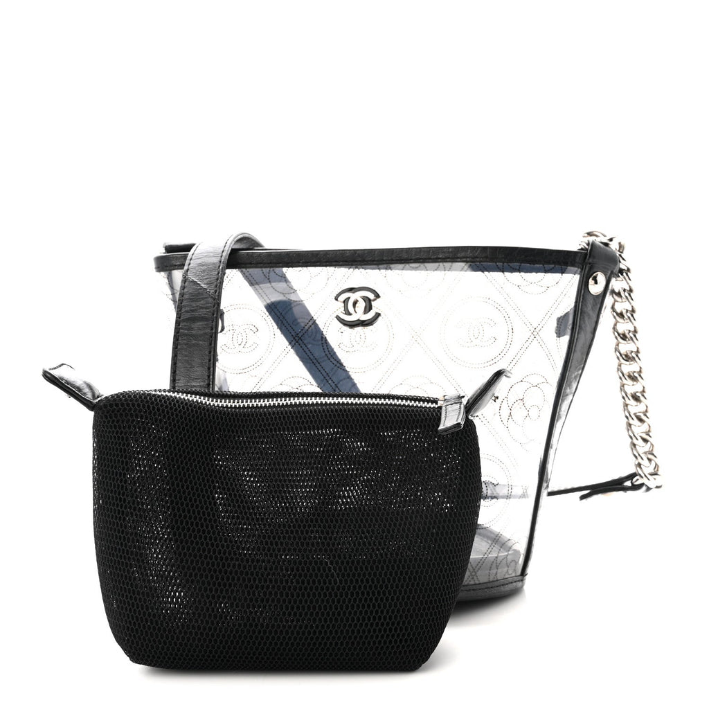 Crumpled Calfskin PVC Bucket Bag Black