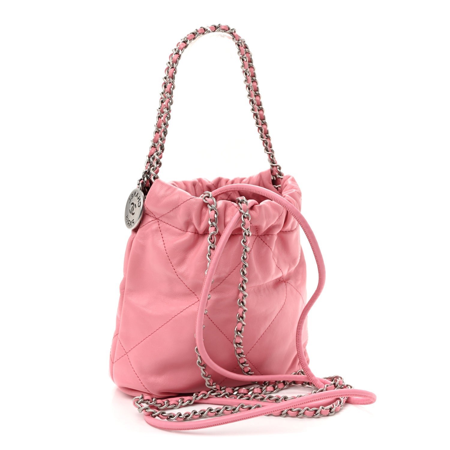 Shiny Calfskin Quilted Mini Chanel 22 Pink