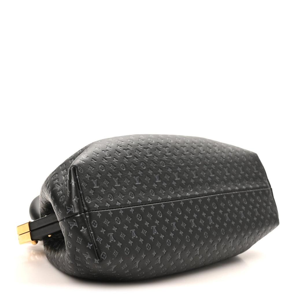 Calfskin Nanogram Embossed Clutch Black