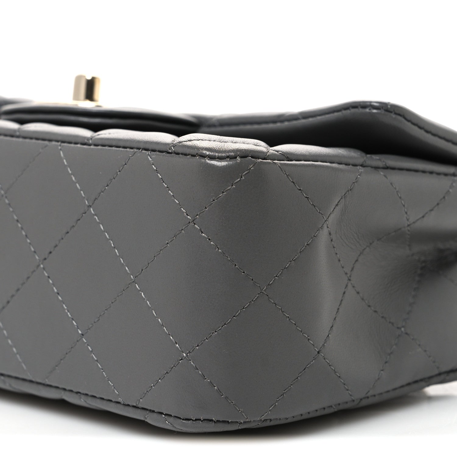 Lambskin Quilted Mini Rectangular Flap Grey