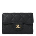 Caviar Quilted Classic 4 Key Holder Wallet Black