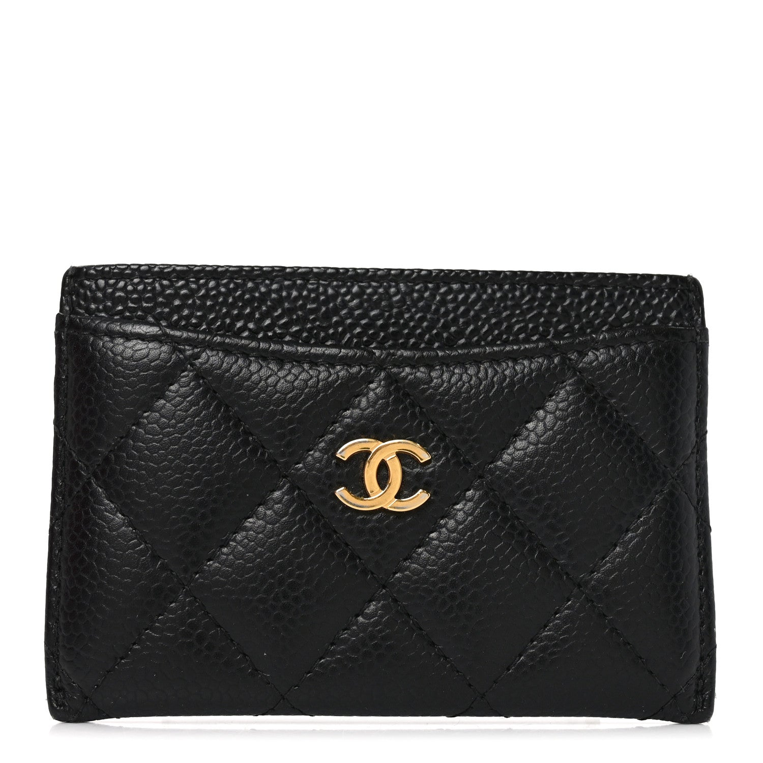 Caviar Quilted Card Holder Black