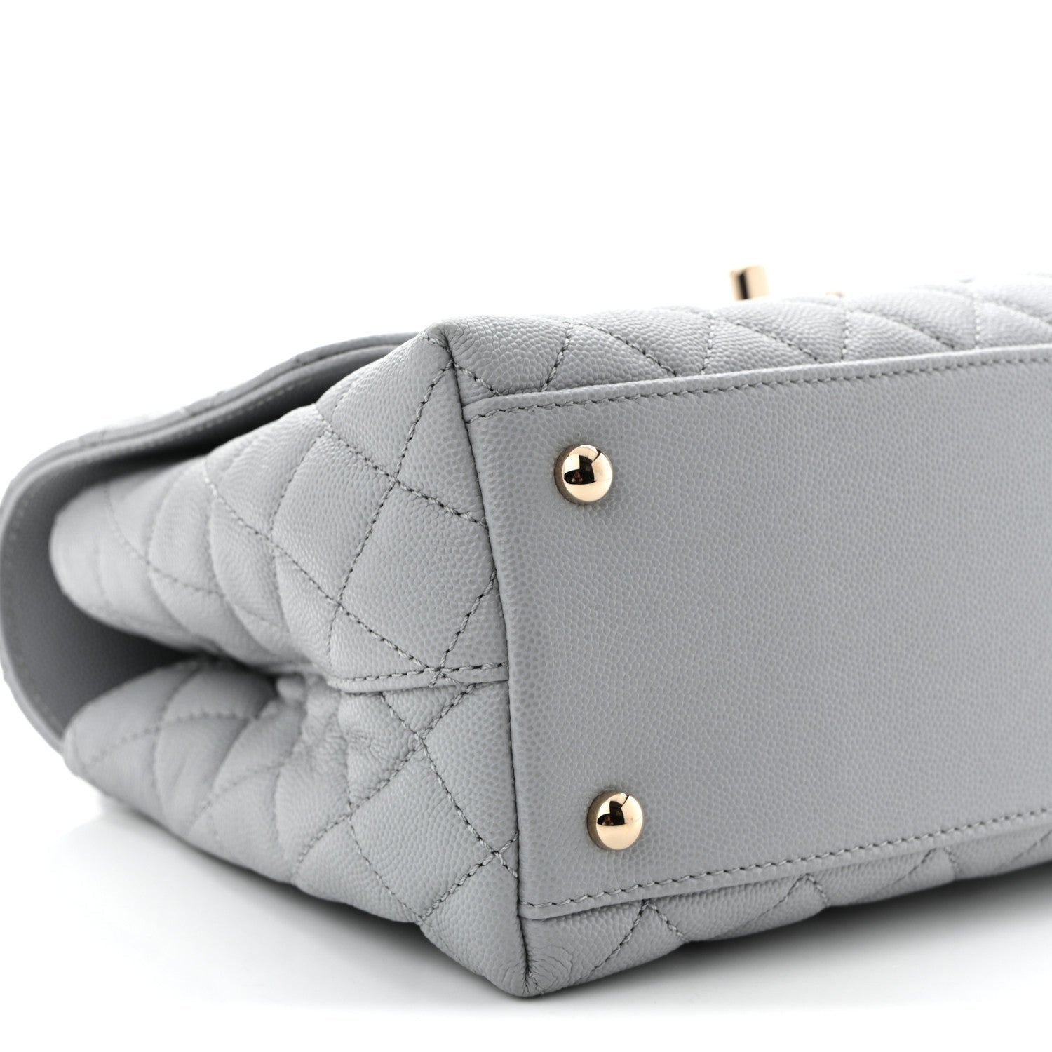 Caviar Lizard Embossed Quilted Small Coco Handle Flap Light Grey