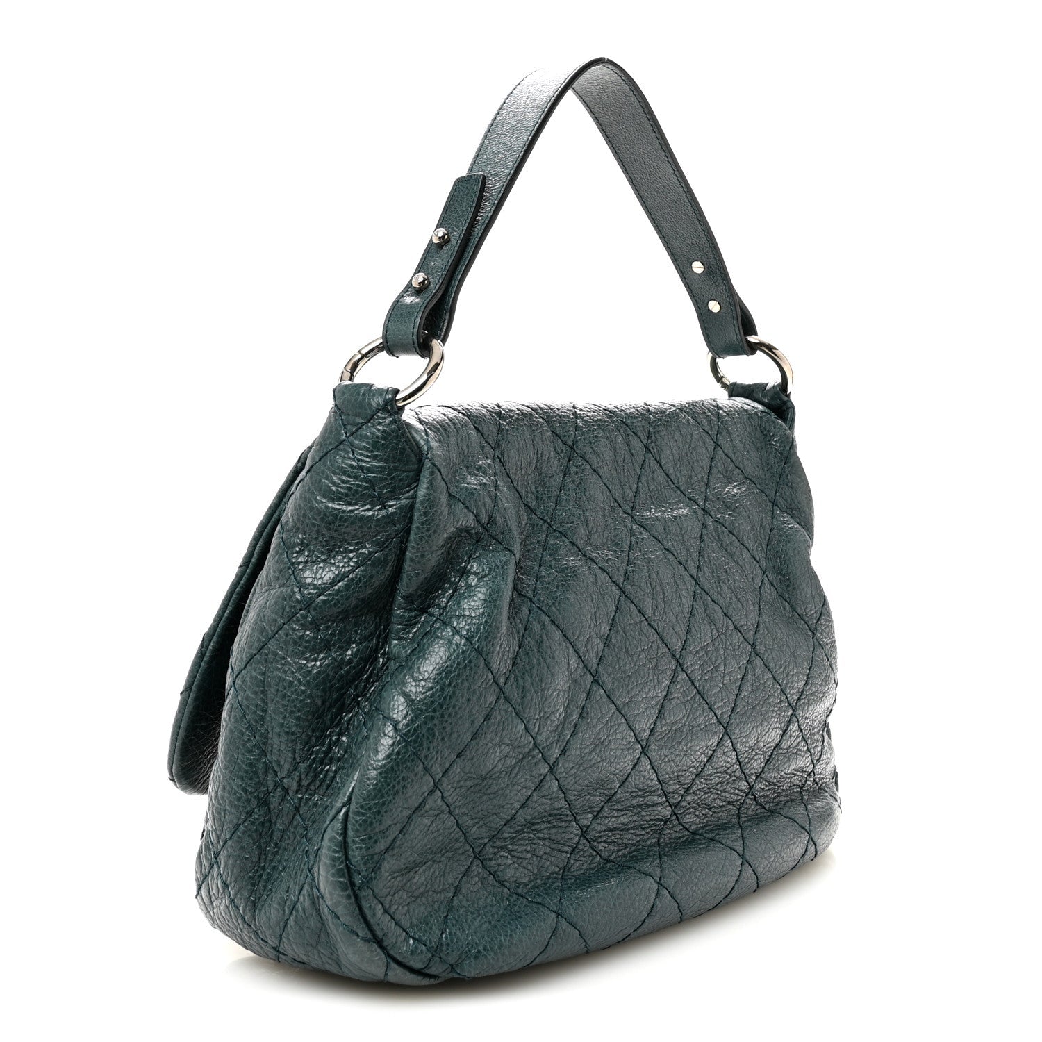 Glazed Calfskin Stitched XL On The Road Flap Blue