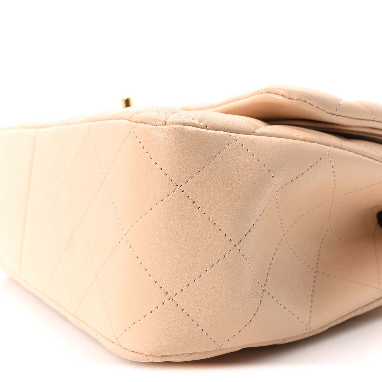 Lambskin Quilted Jumbo Double Flap Beige