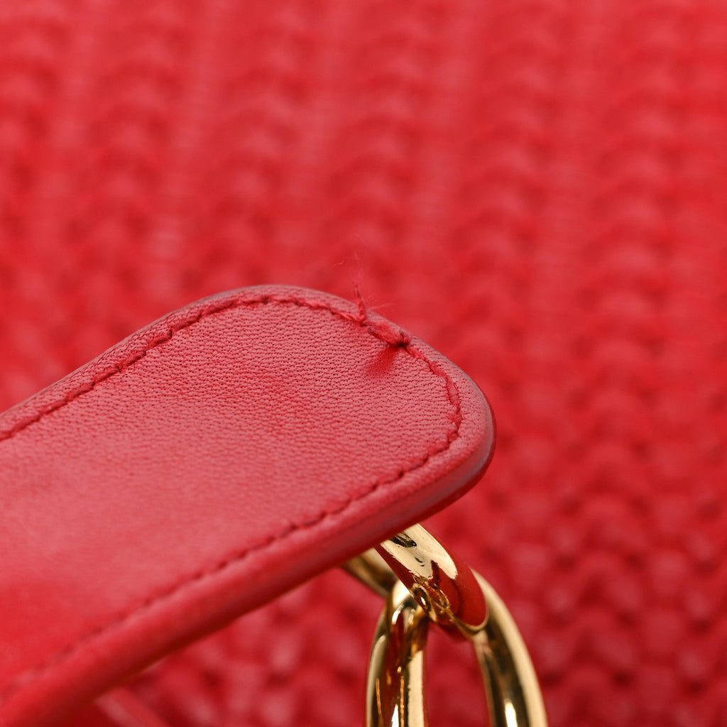 Lambskin Woven Large Dior Soft Tote Rouge Moyen