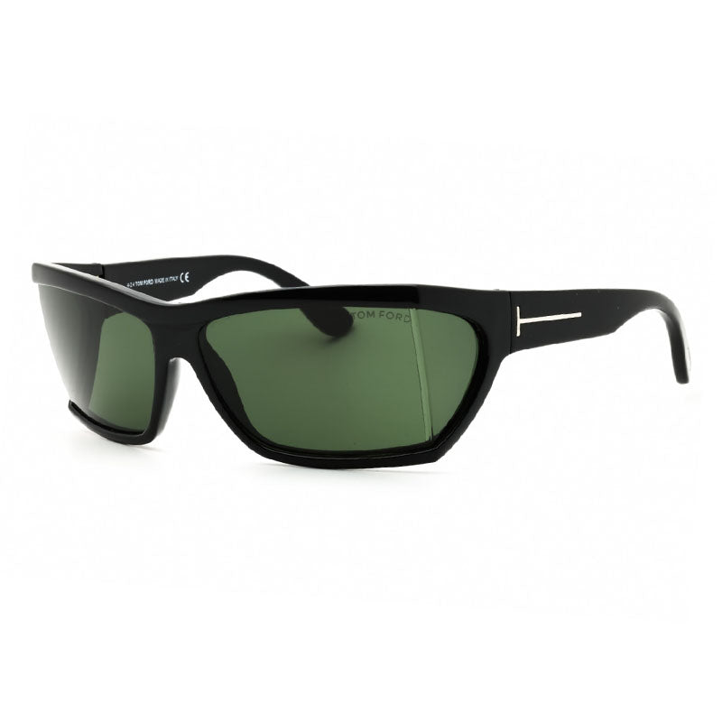 Tom Ford Sunglasses Rectangle Full Rim, Black Frame and Green Lens FT0401SASHA01N