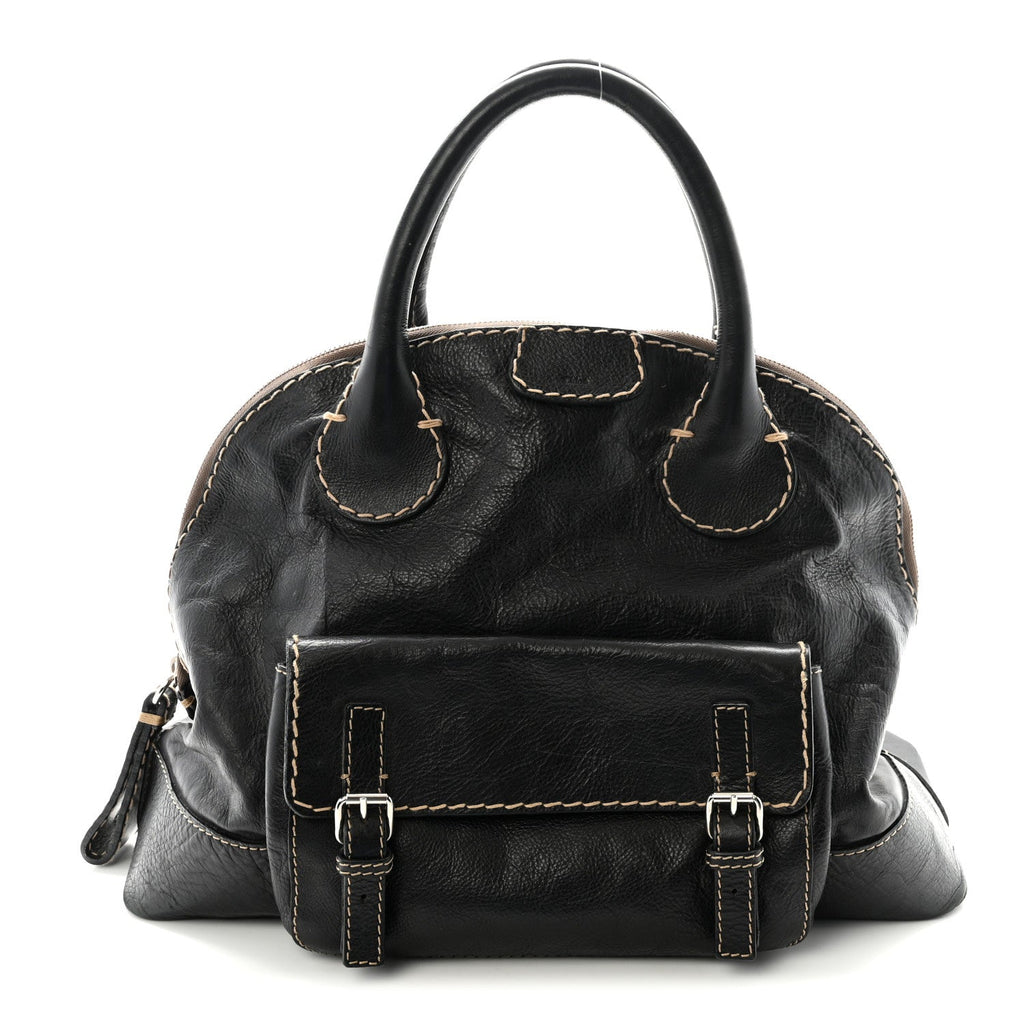 Calfskin Edith Dome Bowler Black