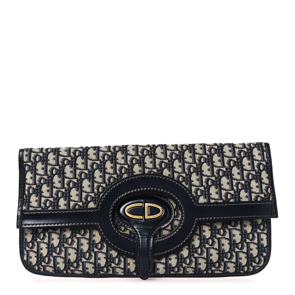 Oblique Fold Over Clutch Blue