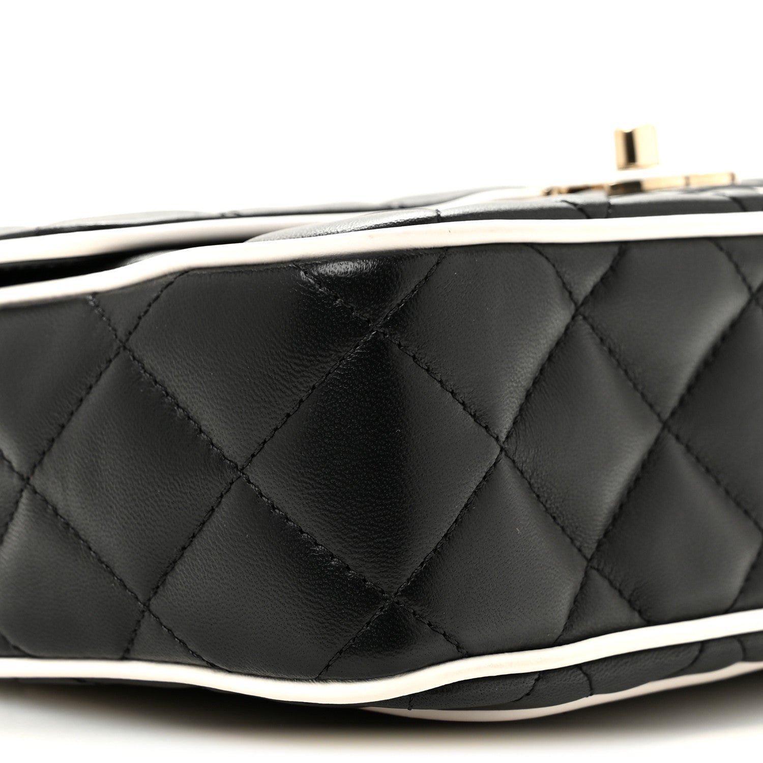 Lambskin Quilted Resin Graphic Frame Flap Bag Black White