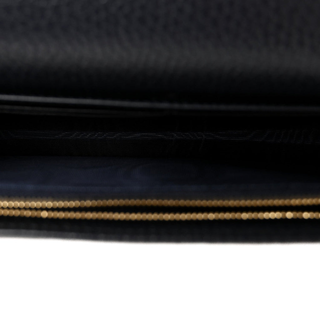 GG Supreme Monogram Textured Dollar Calfskin Mini GG Marmont Chain Wallet Beige Blue