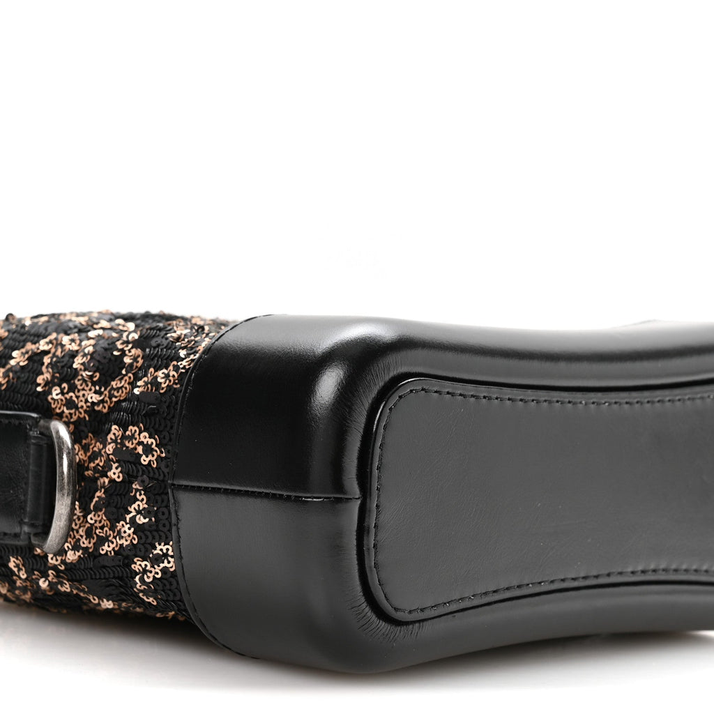 Sequin Calfskin Small Gabrielle Hobo Black Gold