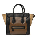 Satin Calfskin Suede Mini Tri-Color Luggage Olive