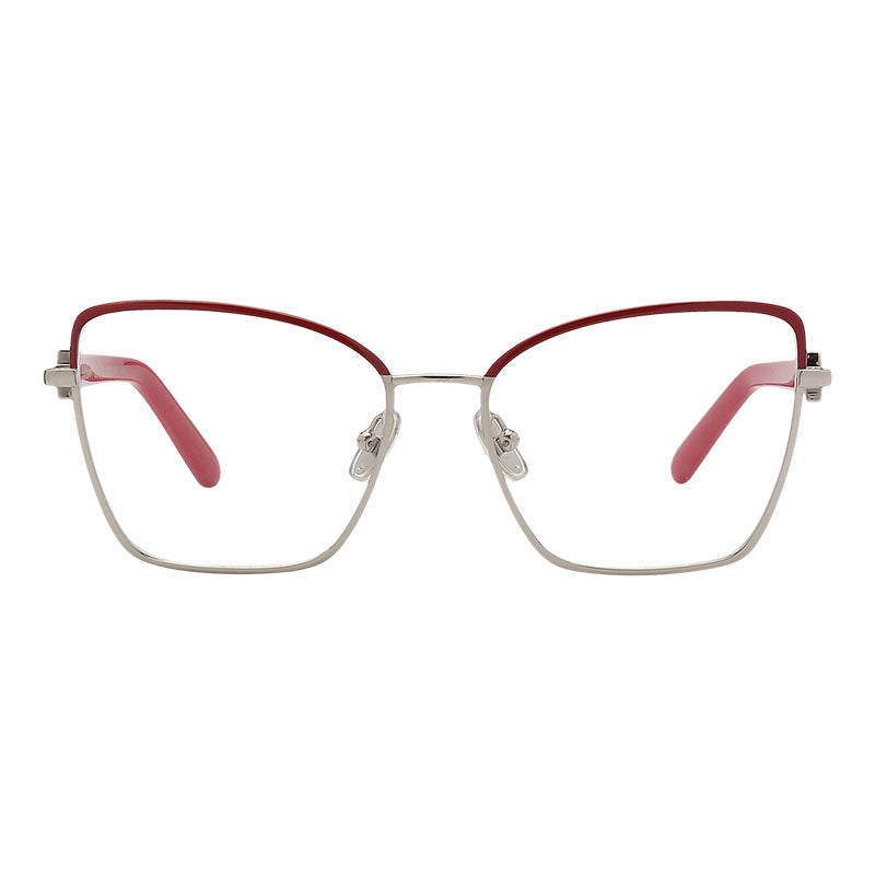 Salvatore Ferragamo Eyeglasses Butterfly Full Rim, Gold/Burgundy Frame and Clear Demo Lens Lens SF2223N744