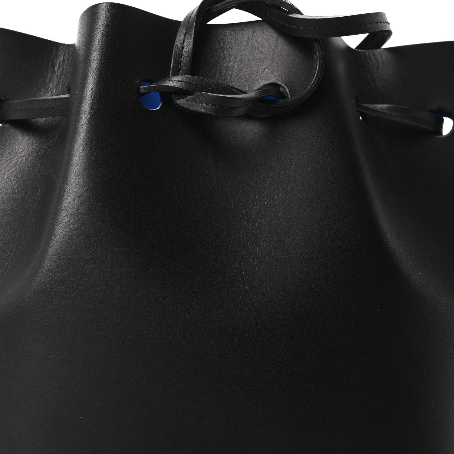 Calfskin Mini Bucket Bag Black Royal Blu