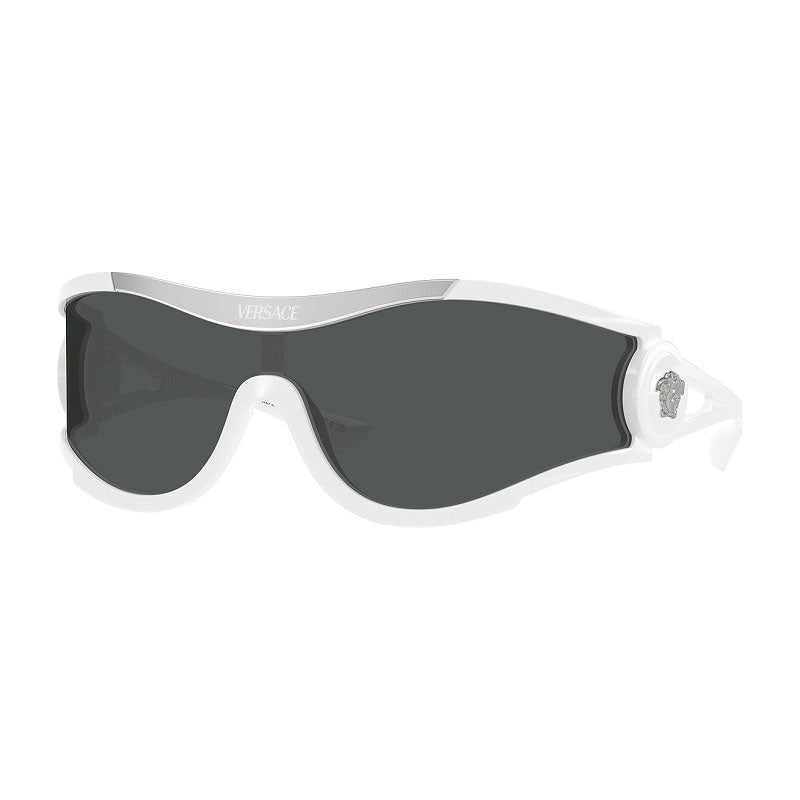 Versace Sunglasses Shield Full Rim, White Frame and Dark Grey Lens VE4475314/87