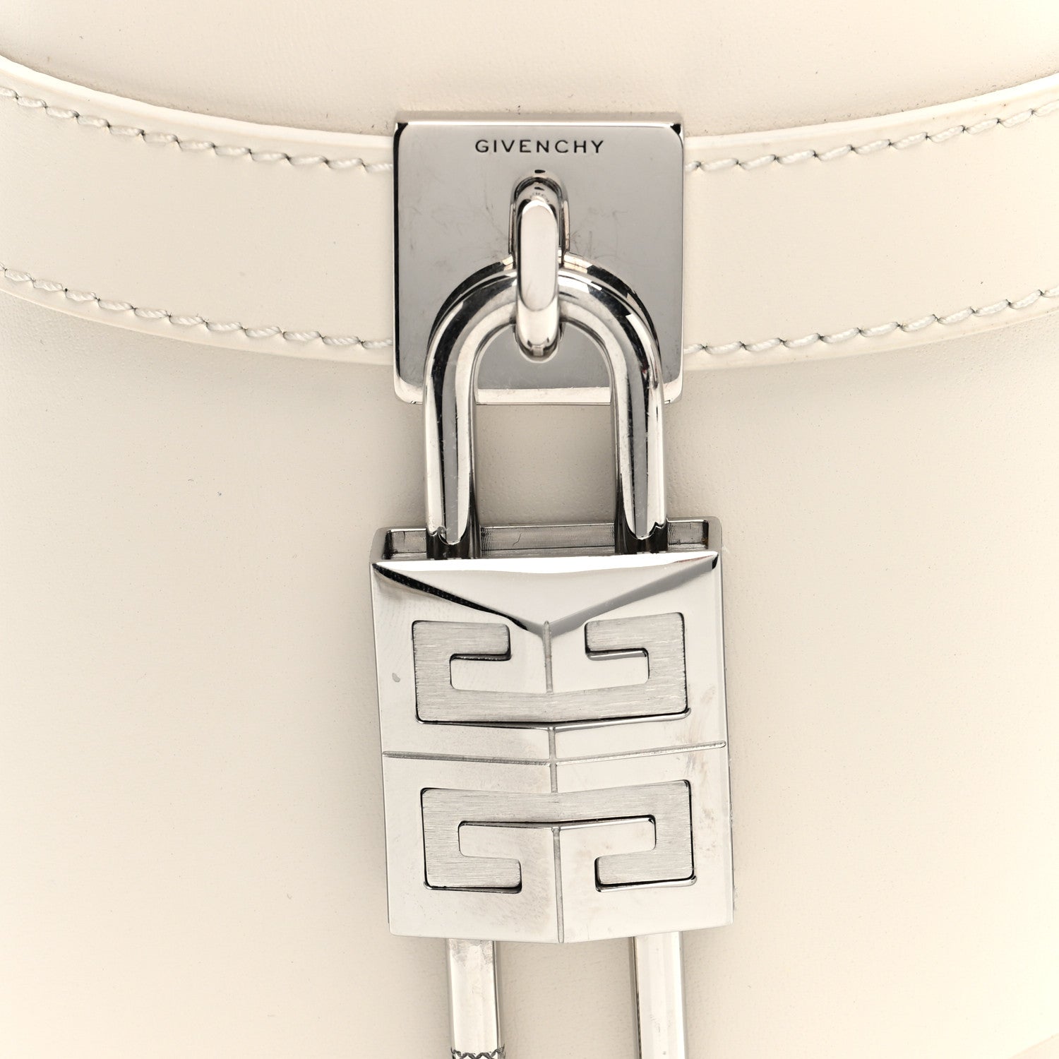Box Calfskin Micro Shark Lock Bucket Bag White