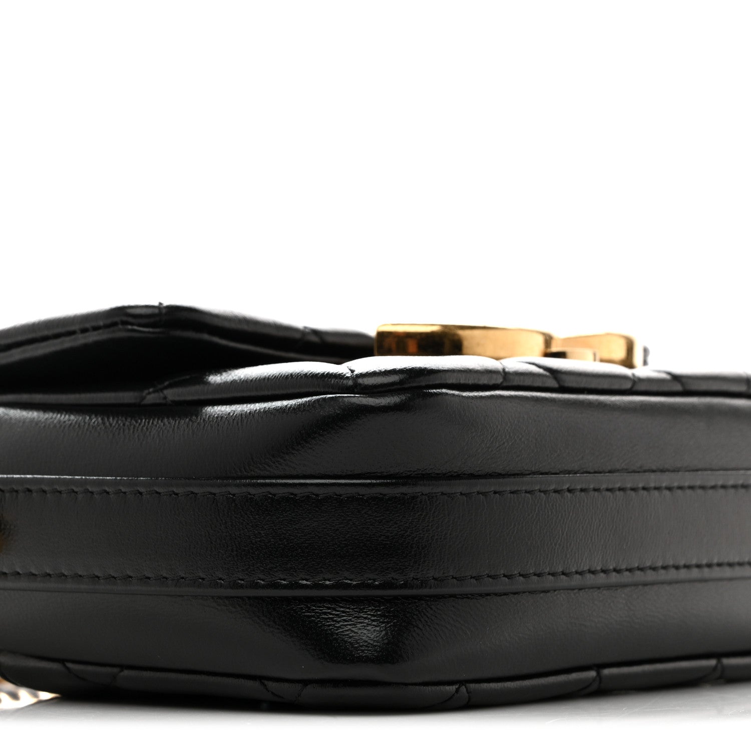 Shiny Crumpled Lambskin Quilted Mini Giant CC Flap Black Black