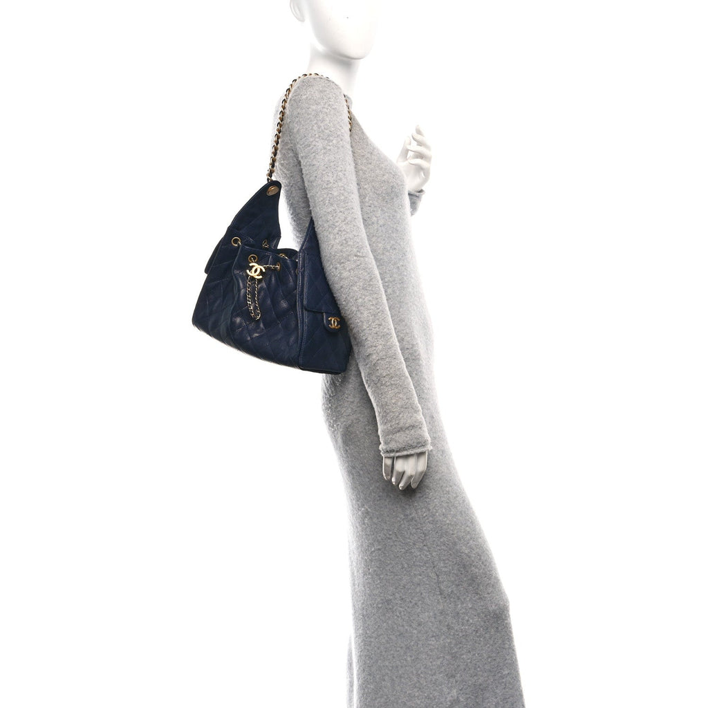Caviar Quilted Small Chanel 25 Handbag Dark Navy
