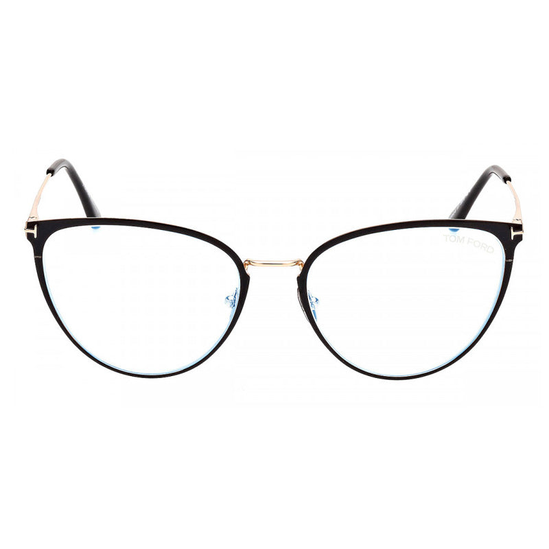 Tom Ford Eyeglasses Cat Eye Full Rim, Matte Brown Frame and Clear Blue Light Block Lens FT5840-B046