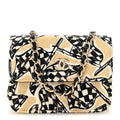 Canvas Check Flag Printed CC Clutch With Chain Beige Multicolor