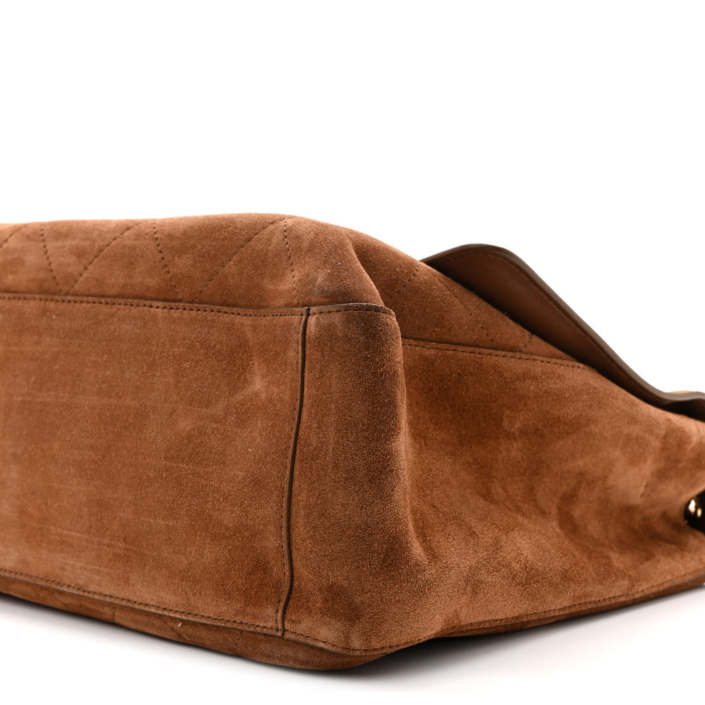 Suede Calfskin Souplissimo Maxi Flap Camel