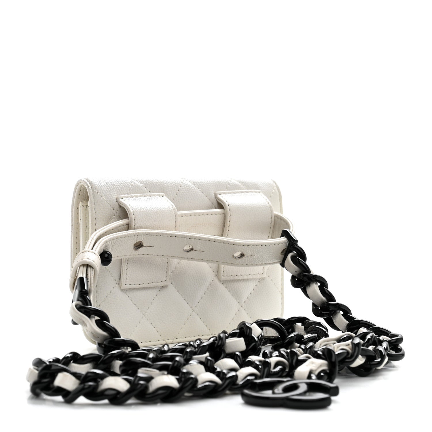 Caviar Quilted My Everything Belt Flap Card Holder White