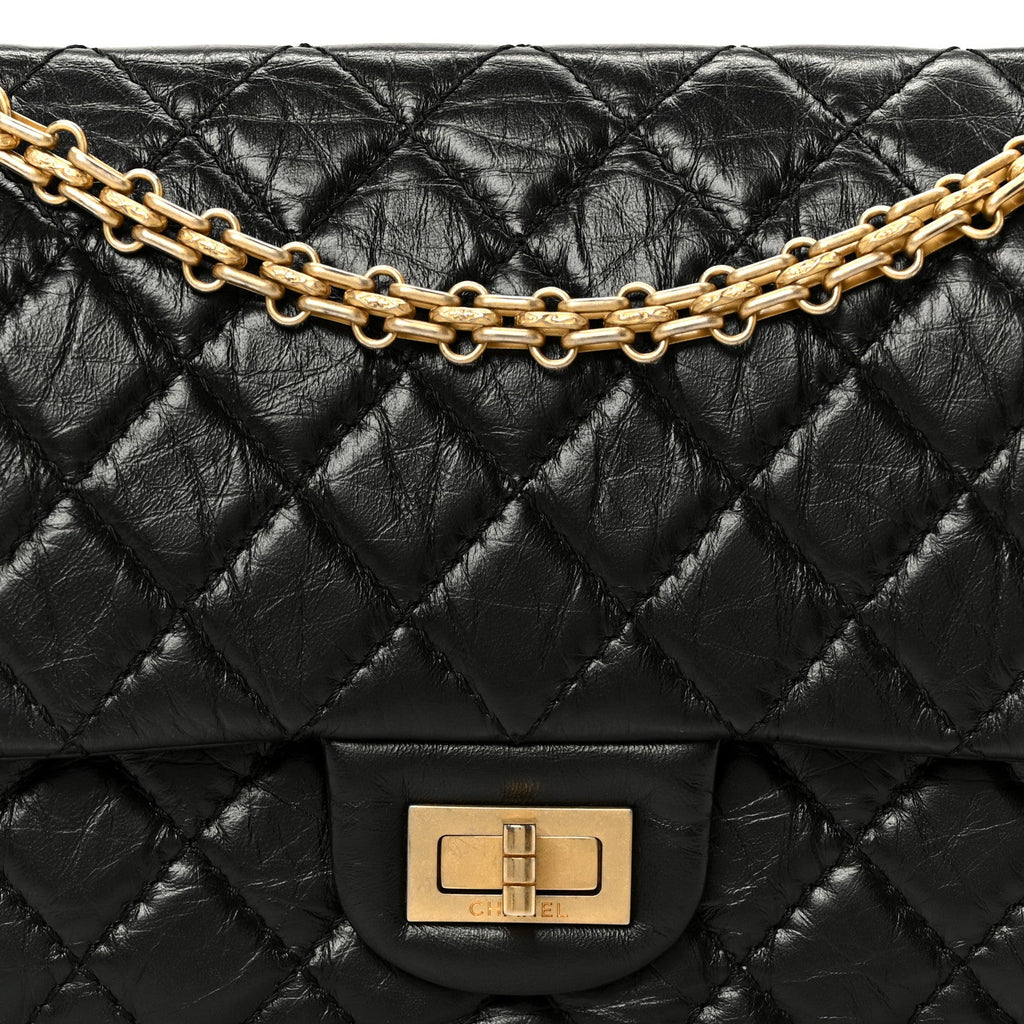 Aged Calfskin Quilted 2.55 Reissue 225 Flap Black