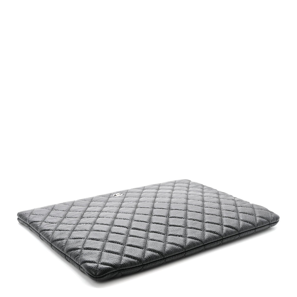 Caviar Quilted Large Cosmetic Case Black