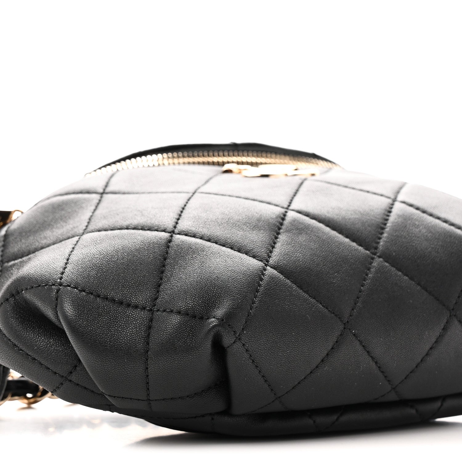 Lambskin Quilted Resin Bi-Color Waist Bag Fanny Pack Black