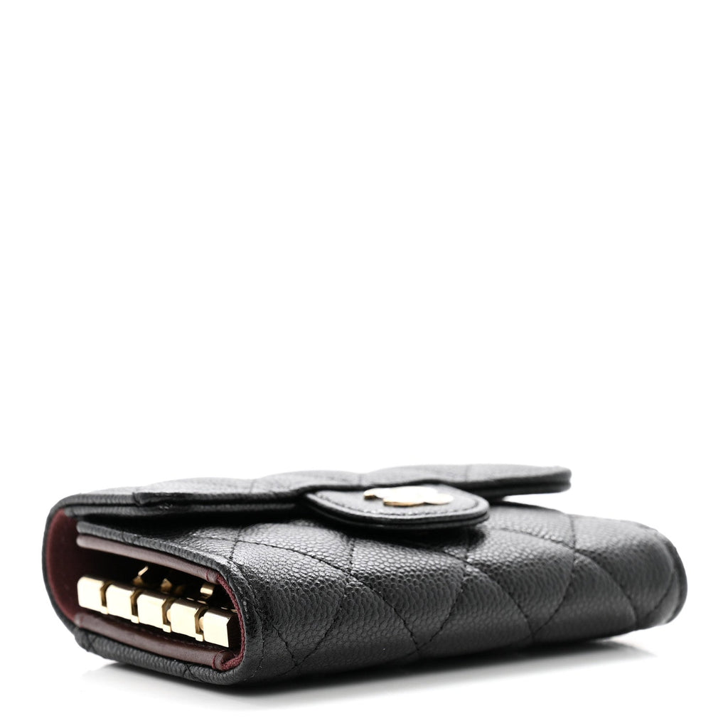 Caviar Quilted Classic 4 Key Holder Wallet Black