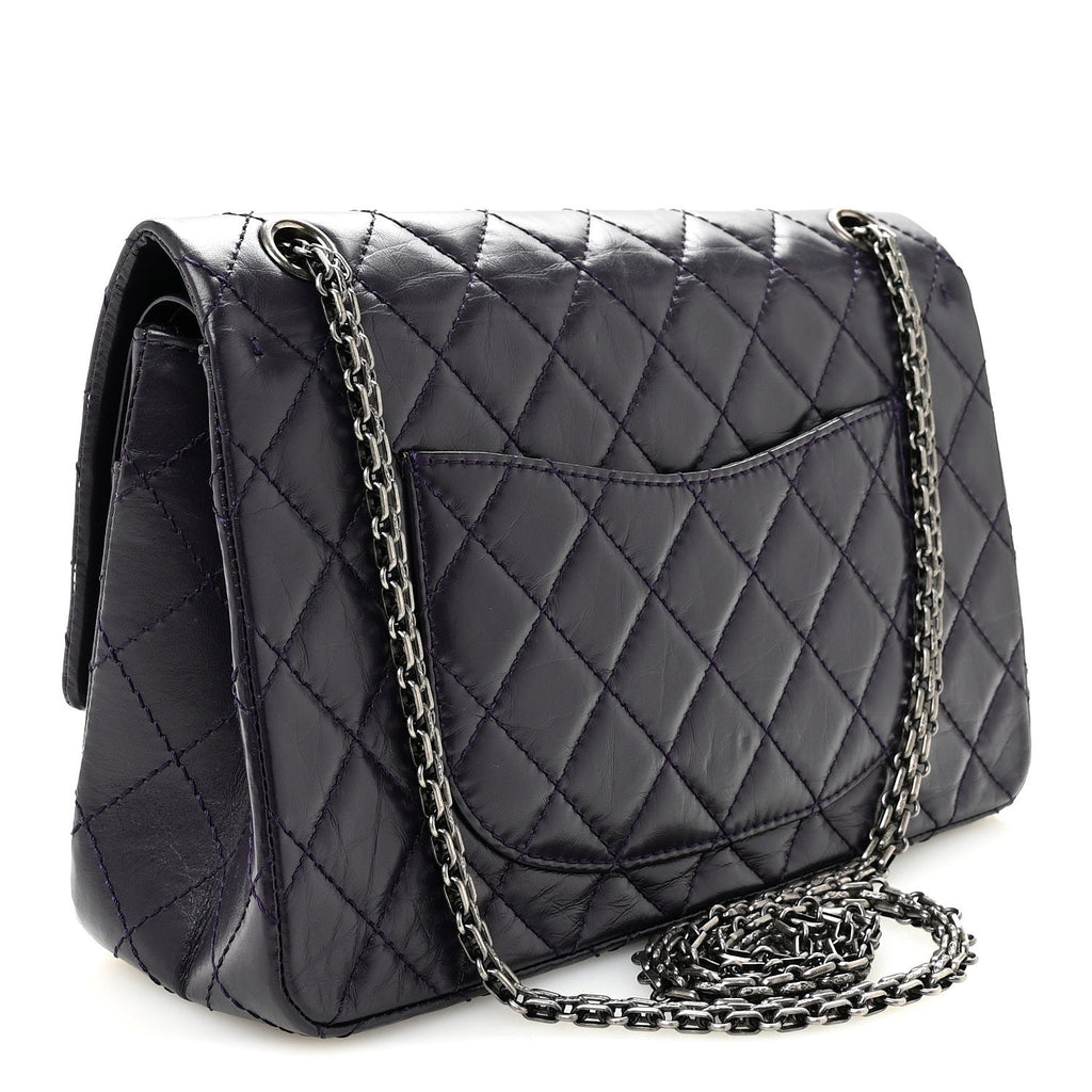 Aged Calfskin Quilted 2.55 Reissue 226 Flap Purple