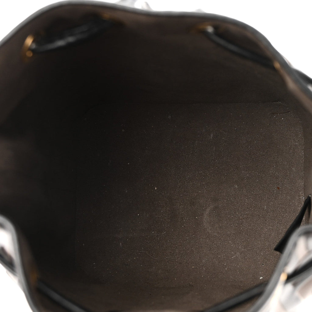 Vitello Liberty F is Fendi Bi-Color FF 1974 Embossed Mini Mon Tresor Bucket Bag Maya Black