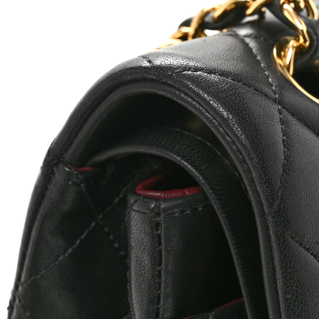Lambskin Quilted Medium Double Flap Black
