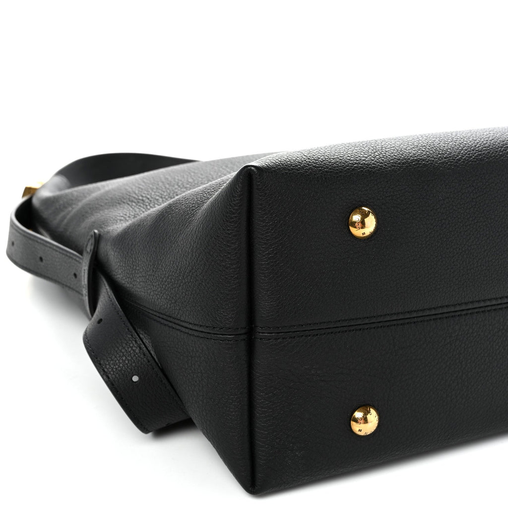 Grained Calfskin Low Key Hobo MM Black