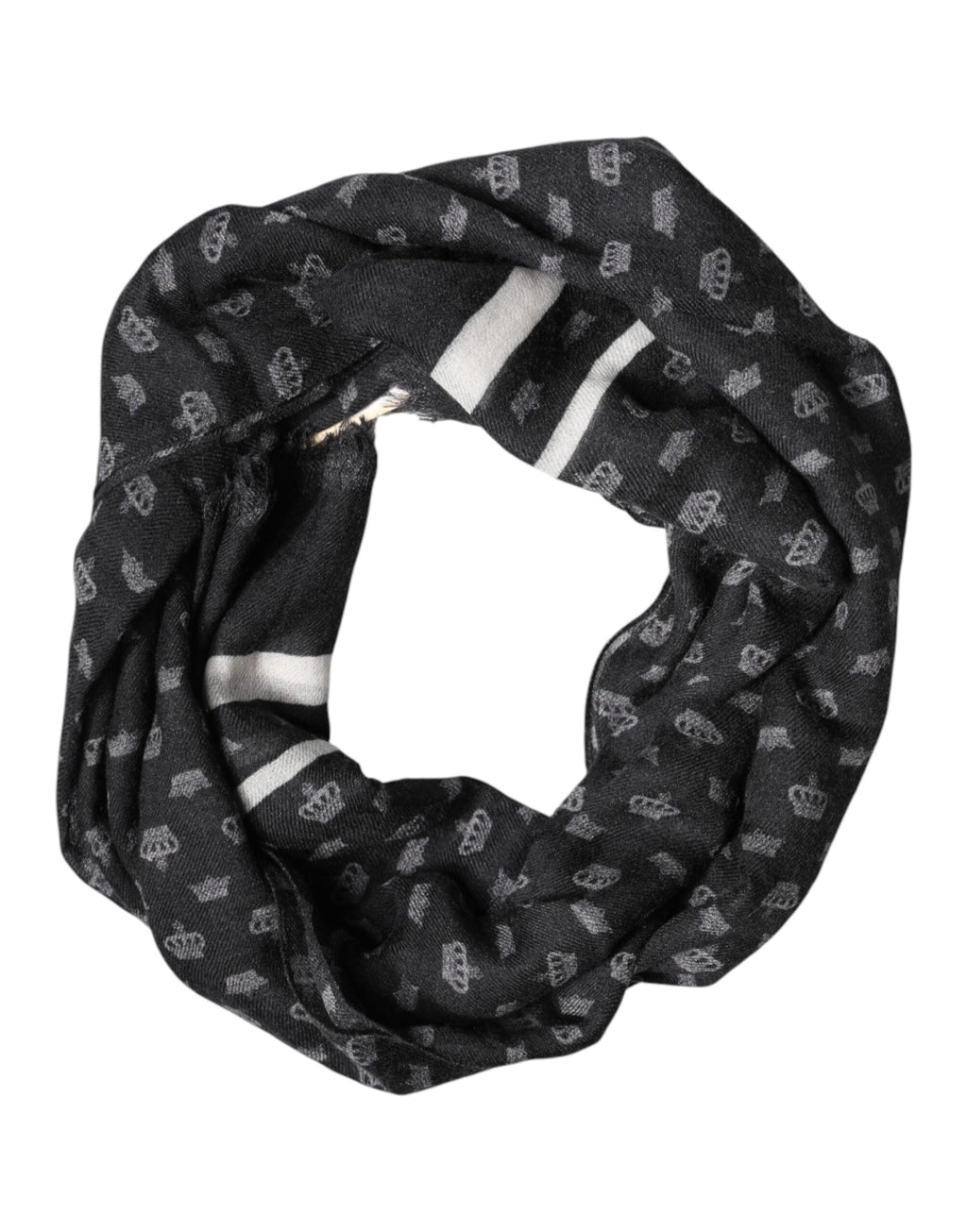 Dolce & Gabbana Black Crown Cashmere Neck Wrap Shawl Men's Scarf