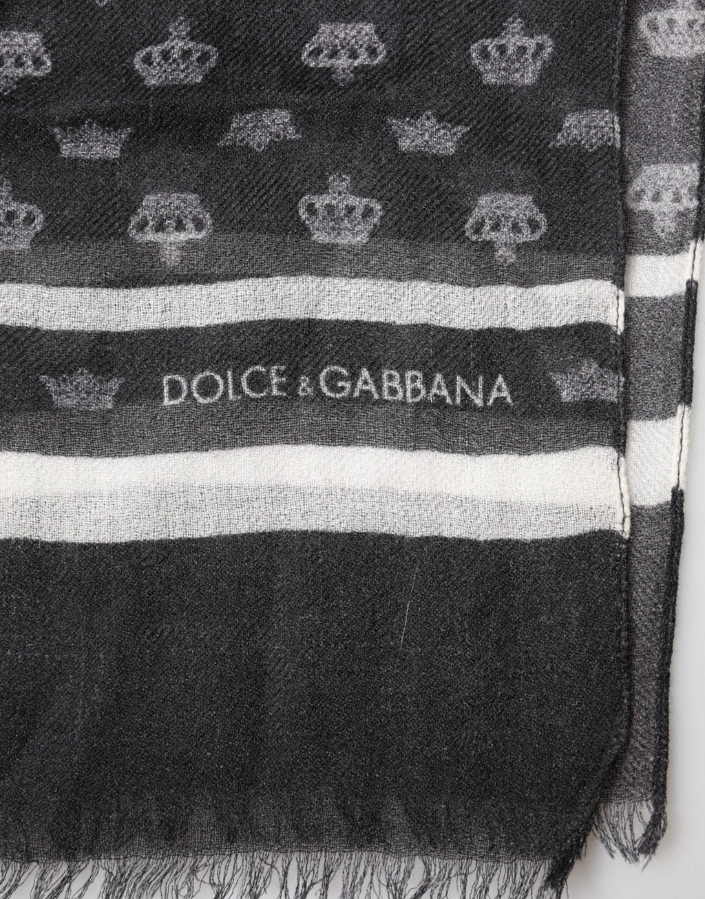 Dolce & Gabbana Black Crown Cashmere Neck Wrap Shawl Men's Scarf