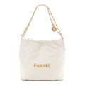 Shiny Calfskin Quilted Small Chanel 22 White