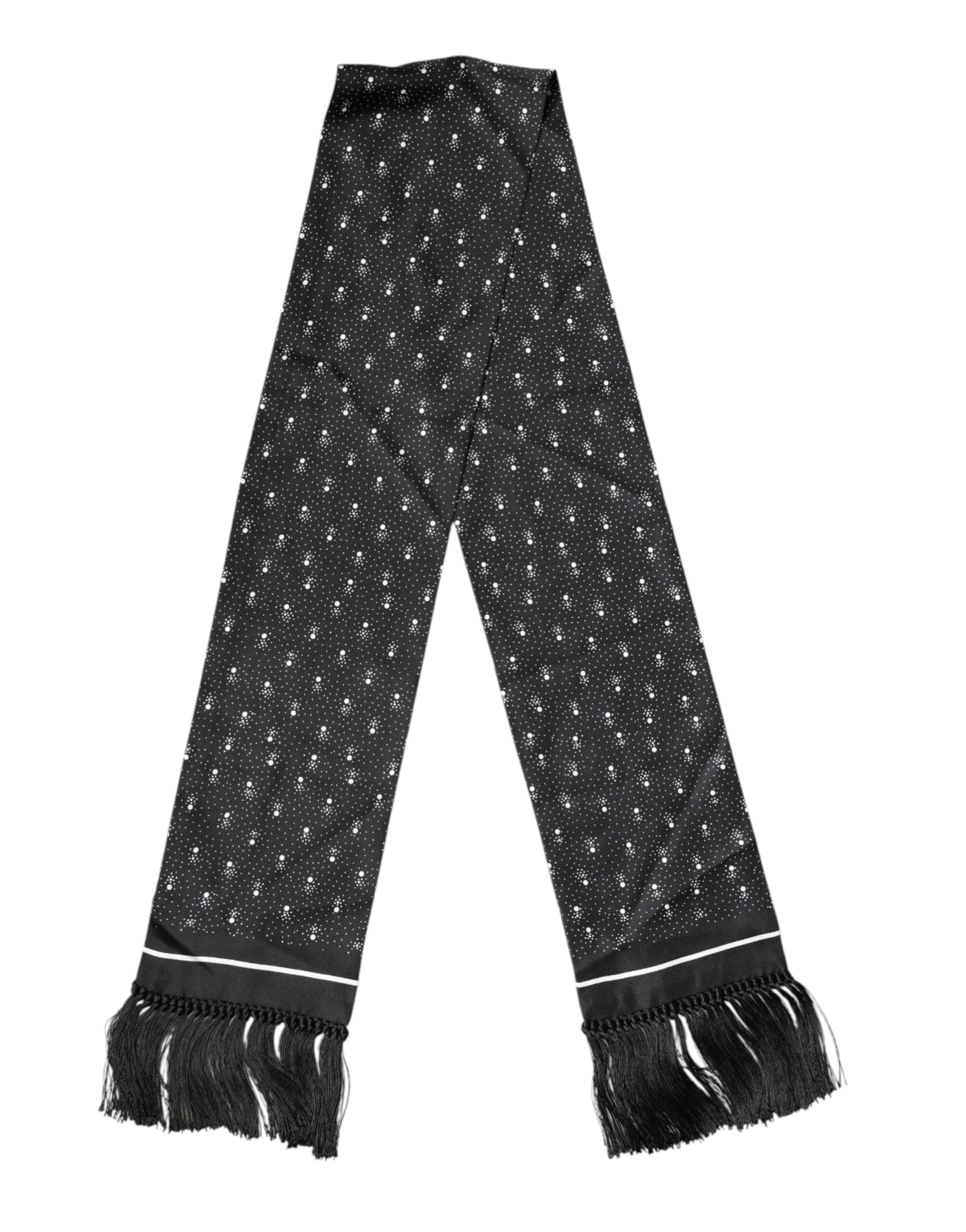 Dolce & Gabbana Black Silk Dotted Men Neck Wrap Shawl Men's Scarf