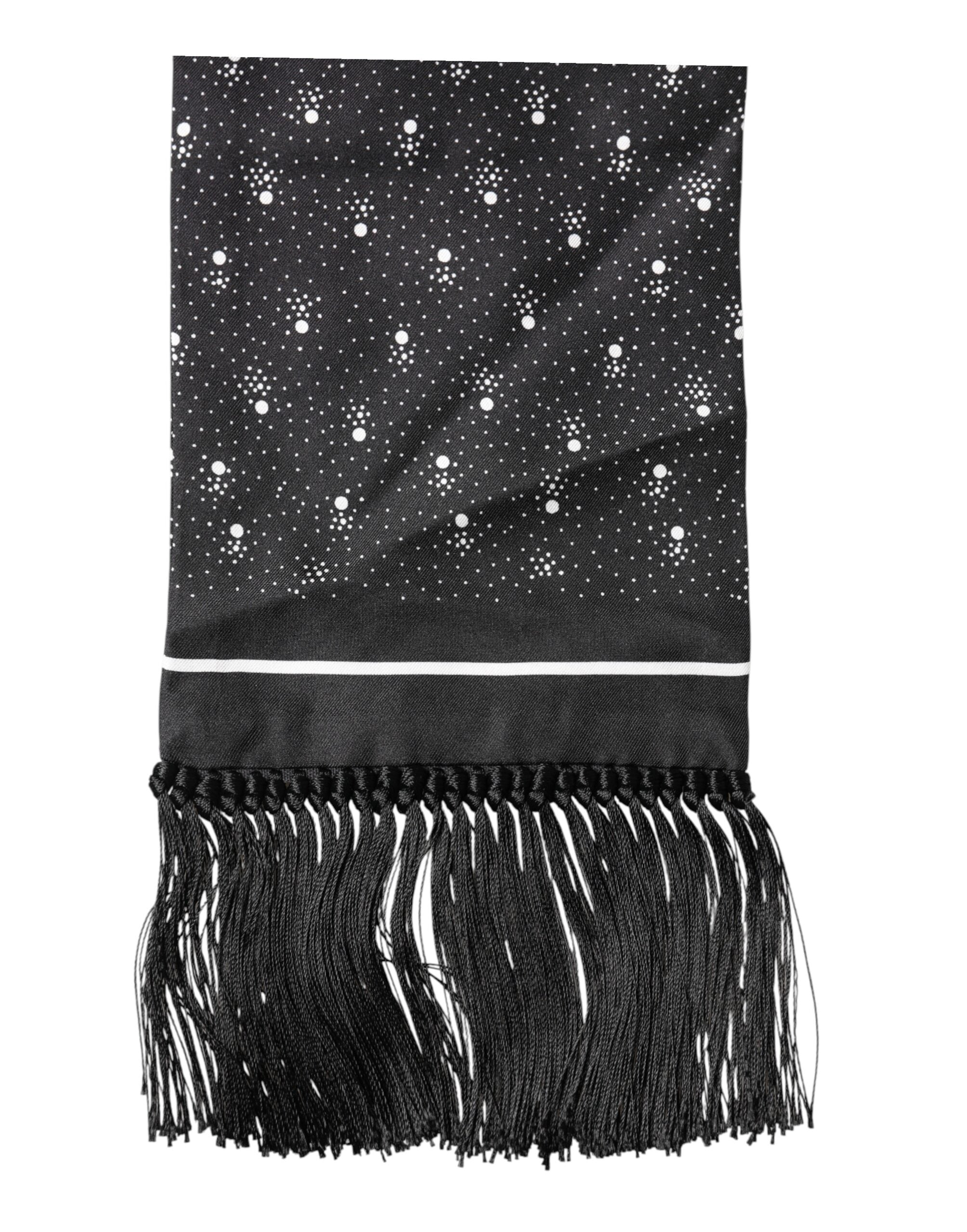 Dolce & Gabbana Black Silk Dotted Men Neck Wrap Shawl Men's Scarf