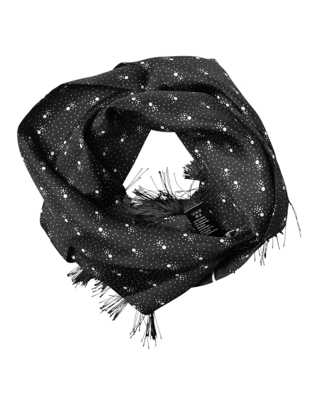 Dolce & Gabbana Black Silk Dotted Men Neck Wrap Shawl Men's Scarf