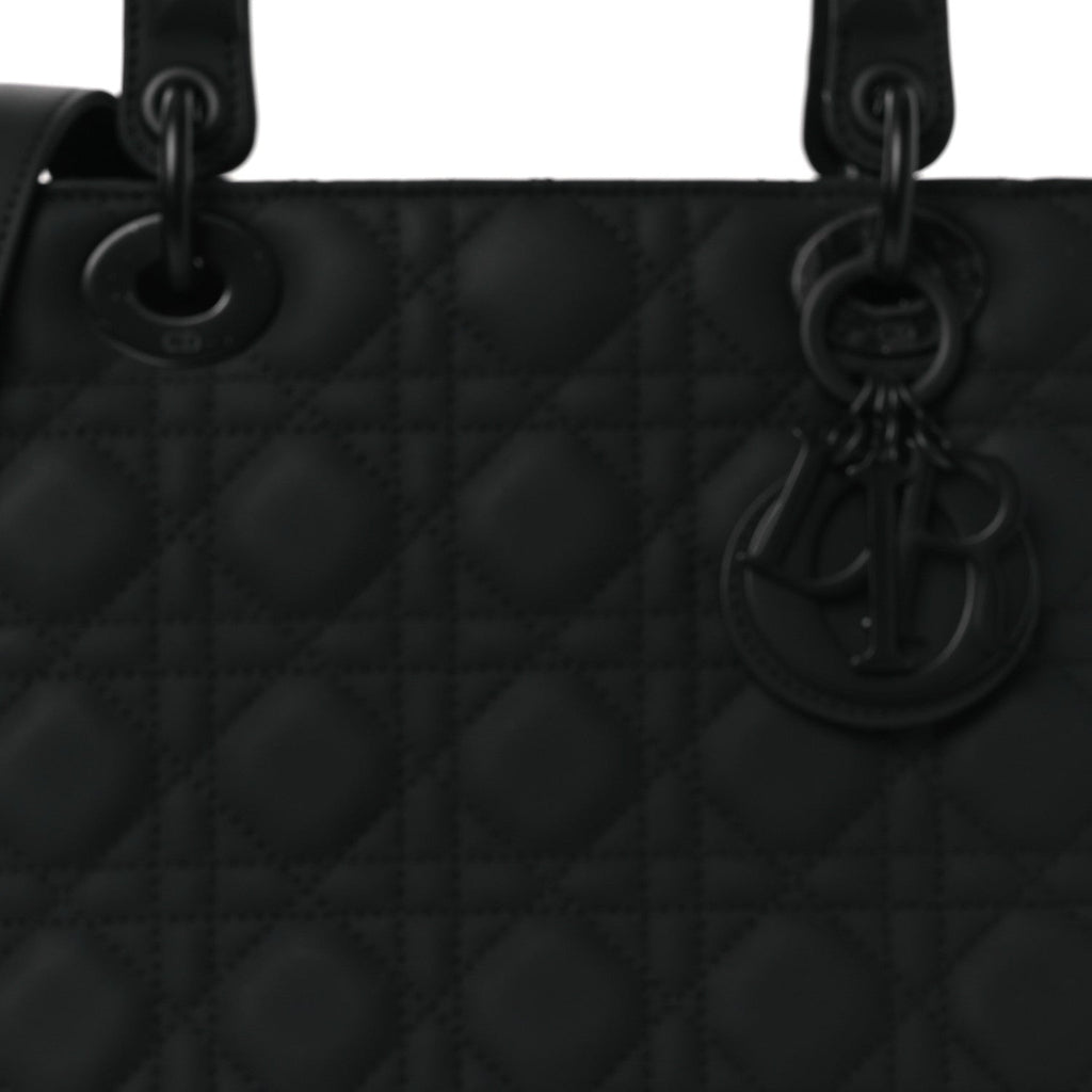 Ultra Matte Calfskin Cannage Medium Lady Dior Black