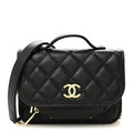 Caviar Quilted Business Affinity Clutch With Chain Black