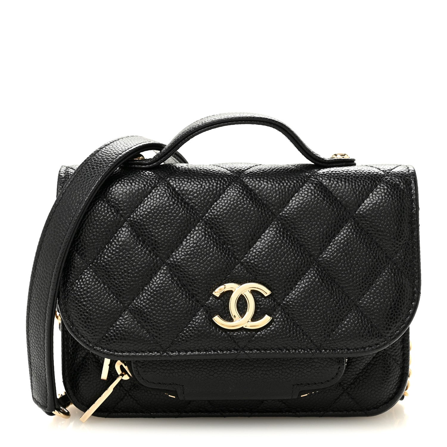 Caviar Quilted Business Affinity Clutch With Chain Black